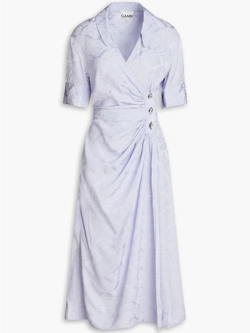 Ganni Lavender Cosmic Sky Jacquard Wrap Midi Dress Sz 32 (US 2) NWT